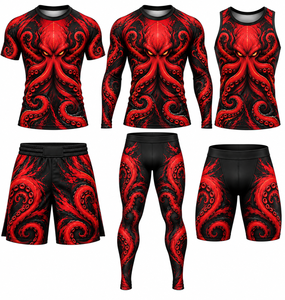 OEM BJJ No-<strong>Gi</strong> Set Customized Colors Logo Quick-Dry Breathable Polyester Spandex Rash Guard Shorts Grappling - Product Image 6