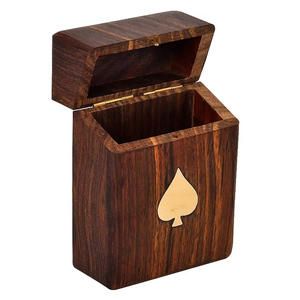 Boîte à cartes de poker en bois, étui de rangement haut de gamme, porte-cartes de poker en bois massif, poli, écologique, style vintage - Product Image 5
