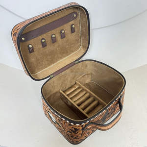 Nouvelle trousse de maquillage en cuir véritable de haute qualité, fabriquée à la main, élégante, avec fermeture éclair, étui à bijoux pour femmes, organiseur de voyage de luxe - Product Image 6