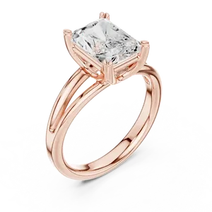 Anillo Solitario de Diamante Cultivado en Laboratorio con Corte Radiante de 1ct, Diseño de Garra Aplastada con Borde de Cuchilla, en Oro Sólido de 18K, Lujoso para Uso Diario y Compromiso - Product Image 2