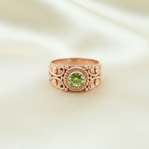 Vintage Peridot <b>Silver</b> <b>Ring</b> Handmade Filigree Floral Design 925 <b>Sterling</b> <b>Adjustable</b> Women Jewelry Gold Plated <b>Ring</b> For Christmas - Product Image 2