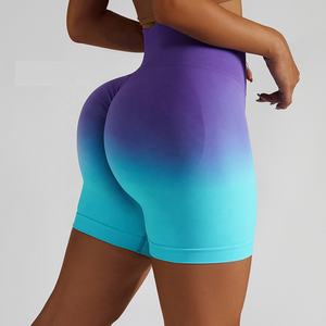 Pantalones cortos de cintura alta para mujer, Shorts sexys con diseño gráfico degradado, realce de glúteos, sin costuras, para entrenamiento, Yoga y gimnasio - Product Image 6