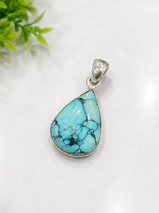 Joyería para Mujer, Colgante de Plata de Ley con Turquesa Tibetana, Regalo de Boda, Dijes para Mujer, Precio al por Mayor, Lote de la Mejor Calidad, Natural - Product Image 1