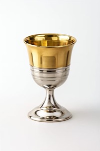 Classic Stainless Steel Bell-Shaped <b>Goblet</b> With Gold Rimmed Brass Cup Silver Base For Wedding Wine Serving - Product Image 2