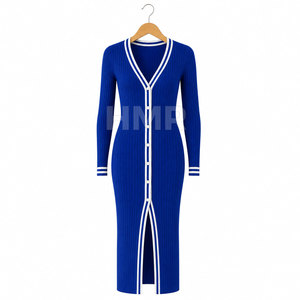 Ensemble tricoté HMR Sorority Sisterhood : Cardigan à col en V et manches longues, et robe longue sexy sans manches pour clubbing, élégante - Product Image 5