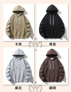 Sudaderas con capucha de cuello redondo informales de manga larga sueltas para hombres europeos y americanos, jersey de Bolsillo grande en blanco con estampado de logotipo personalizado - Product Image 6