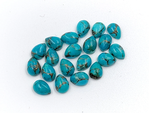 พลอยเทอร์ควอยซ์สีน้ำเงินทองแดงทรงลูกแพร์ขนาด 7*5 มม. 9*6 มม. พลอยธรรมชาติ 100% สำหรับทำเครื่องประดับ ราคาขายส่ง - Product Image 3