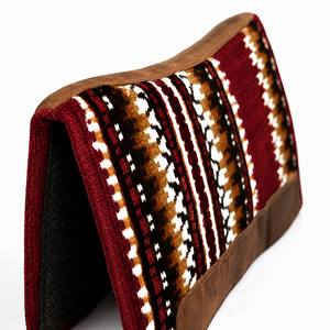 Manaal Enterprises Classic Western Saddle Pad Geometric Pattern Brown Leather Trim Wool Shell Fleece Lining Riding Equestrian - Product Image 6