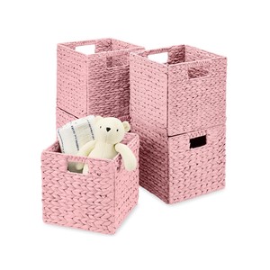 Cesta de Almacenamiento de Jacinto de Agua, Plegable, Tejida a Mano, Organizadores Multiusos para Sala de Estar, Habitación Infantil y Guardería - Product Image 1