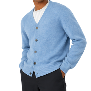 Cardigan en maille douce et chaude pour homme, coupe décontractée, mélange de polyester, motif Argyle, col en V, boutonnage frontal, style classique décontracté, idéal pour l'automne et les superpositions - Product Image 1