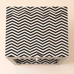 <b>Black</b> Floral Bone Inlay <b>Bedside</b> <b>Table</b> Handcrafted 2-Drawer Bedroom Nightstand Premium Indian <b>Wooden</b> Accent Cabinet For Home - Product Image 3