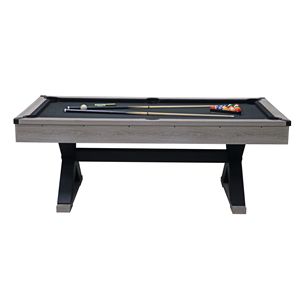 Rustic Grey 84.1\"L X 46.5\"W X 32\" Pool Table Billiard Balls Cues X Legs Black Cloth Pool Cue <b>Chalk</b> Cleaning Brush 46.5\"W X - Product Image 5