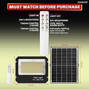Lámpara Solar para Exteriores Homehop de 600W, LED, Impermeable, Automática, Inalámbrica, para Jardín, Balcón, Patio y Camino - Product Image 2