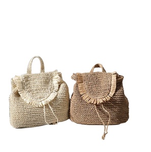 Sac à dos de plage en paille tissé à la main à partir de feuilles de palmier Crochet Macramé Sacs de plage directement du fournisseur indien - Product Image 1