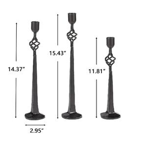Ensemble de 3 bougeoirs en fonte noire à motif ajouré pour chandeliers - Product Image 1