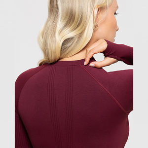 เสื้อครอปท็อปแฟชั่นใหม่ล่าสุด แบบเรียบง่าย สลิมฟิต ขายดี เสื้อออกกำลังกาย เสื้อยิมแขนยาวสำหรับผู้หญิง - Product Image 4