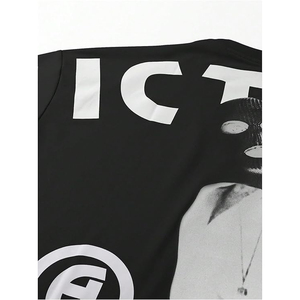 เสื้อยืดโอเวอร์ไซส์สีดำสำหรับผู้ชาย พิมพ์ลายกราฟิก Victory สไตล์สตรีทแวร์ แขนสั้น คอกลม ผ้าเจอร์ซีย์คอตตอน - Product Image 4