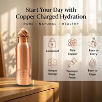 Dayanıklı, Sızdırmaz, 900 ml Saf Bakır, Çevre Dostu, Bulaşık Makinesinde Yıkanabilir, Klasik Tasarımlı Su Şişesi (Araba, Ofis, Spor Salonu, Yoga için)