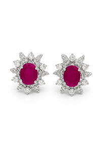 Pendientes de rubí y diamante en plata de ley 92.5 KLST-30930 - Product Image 1