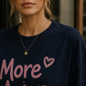 T-shirt décontracté pour femme, coupe oversize, col rond, épaules tombantes, manches mi-longues, respirant, tricoté, imprimé par transfert thermique, 100% coton, 180g - Product Image 3