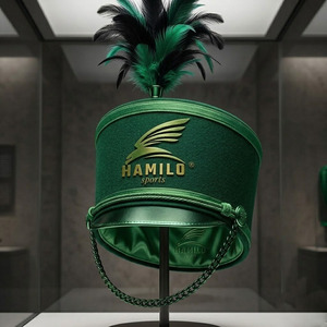 Chapeaux et casquettes Shako tendance vintage en cuir et laine 100% avec broderie à la main, logo personnalisé sur demande - Product Image 4