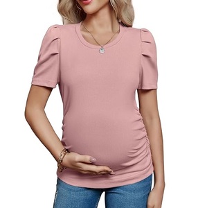 Camisetas de Maternidad para Mujer, Camisetas de Lactancia, Camisetas Casuales para Damas Embarazadas, Camisetas Lisas de Color Rosa, Transpirables - Product Image 1