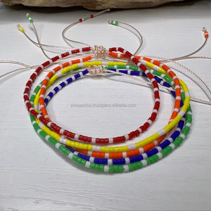 ชุดกำไลข้อมือลูกปัดหลากสีแบบยูนิเซ็กซ์ ทำด้วยมือ ปรับขนาดได้ กำไลมิตรภาพ สีสันตามสั่ง ของขวัญสุดหรู - Product Image 4