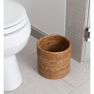 Modern Rattan Waste Bin For Office Desk And Living Room Handmade Eco Friendly Wicker <b>Dustbin</b> Basket Design - Product Image 6