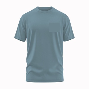 T-shirts en coton pour hommes en gros avec poche avant, logo personnalisé, t-shirts vierges unis, marque privée, OEM ODM, t-shirts en coton à col rond - Product Image 2