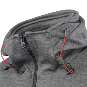 Sudadera con Capucha Gris para Hombre, Corte Regular, Cierre Frontal con Cremallera, Resistente al Viento, Informal, Tejida, para Otoño - Product Image 4