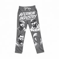 Pantalon de jogging noir pour homme Afernon Industry, taille élastique avec cordon de serrage, style urbain, imprimé, respirant, léger, délavé à l'acide