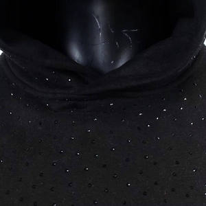 Black Embroidered Rhinestone Fleece Hoodies for <b>Men</b> Heavy Winter <b>Pullover</b> Full Oversized Streetwear Fit 100% - Product Image 5