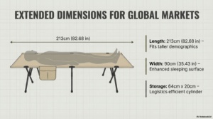 King 213cm Modern Outdoor <b>Double</b> High Mattress Quick Blow <b>Folding</b> Camping <b>Bed</b> Aluminum Alloy Frame Foldable Durable 600D Oxford - Product Image 5