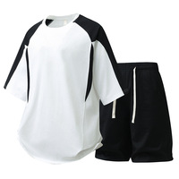 Ensemble de vêtements de sport pour homme, manches raglan, anti-rides, polyester/coton, imprimé par transfert thermique avec logo personnalisé OEM, taille 3XL