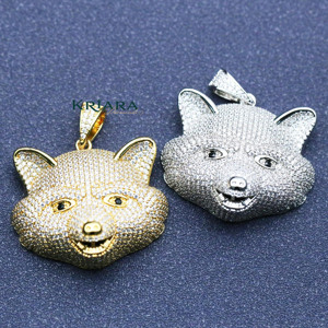 Colgante de Cabeza de Zorro de Moissanita, Chapado en Plata 925, Chapado en Oro, Chapado en Oro Rosa, Amuleto de Lujo con Temática Animal, Unisex, para Uso Diario - Product Image 1