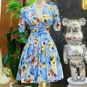 Robe longue décontractée en soie pour femme, motif floral, prix abordable, personnalisable, collection 2026 - Product Image 5