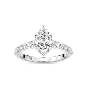 Anillo de compromiso Manhattan con diamante de un quilate con corte en forma de pera y piedras laterales, en oro rosa, oro blanco, oro amarillo, elegante y atemporal, joyería para mujer. - Product Image 3