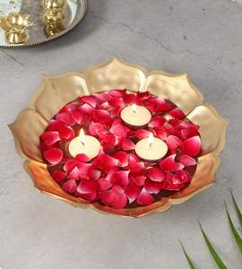 Golden Metal Decorative Urli Bowl for <b>Candle</b> Flower Decoration Traditional <b>Floating</b> Bowl for Home Decor Housewarming - Product Image 4