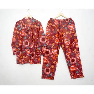 Conjunto de Pijama de Algodón Transpirable, Camisa de Pijama Larga, Ropa para Fiesta Nupcial, Conjunto de Pijama Cómodo, Pijama Floral, Corte Ajustado, Verano - Product Image 3