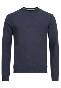 Men's Crew Neck <b>Sweatshirt</b> Regular Fit Solid <b>Navy</b> Blue Eco-Friendly Lined Corduroy Casual Wear Winter Style - Product Image 3