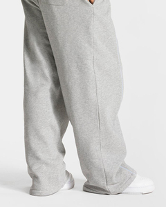 Pantalones Deportivos Casuales de Pierna Ancha para Mujer, Cintura Elástica, Color Gris Sólido, Felpa, Corte Holgado, Largos, con Franja Lateral, para Otoño - Product Image 5
