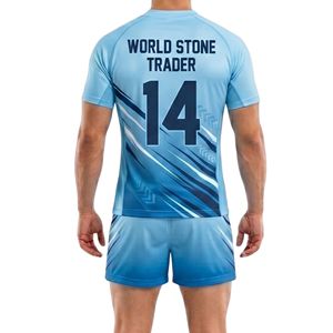 Uniforme de Rugby Diagonal Shard Impact, Azul, Poliéster, Tejido Elástico Transpirable, Sublimado, Ropa Deportiva de Equipo - Product Image 2