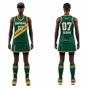 Uniforme de hockey sobre césped para mujer, tela de poliéster de secado rápido Elite 165 GSM, panel verde y amarillo, bordado personalizado. - Product Image 1