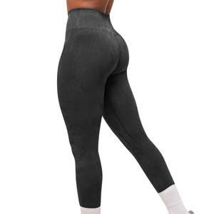 Leggings de yoga sans couture à taille haute pour femmes, imprimé camouflage noir, pantalon de compression pour la salle de sport, l'entraînement et la tenue de fitness - Product Image 4