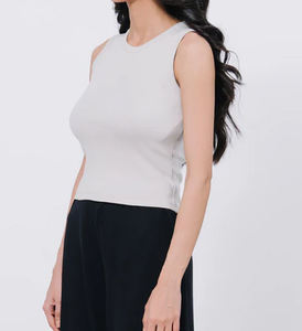 Top sin mangas con cuello redondo, informal, corto, con estampado, servicio OEM disponible, camisetas personalizables, top corto deportivo para mujer - Product Image 4