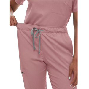 Vêtements médicaux anti-rides à manches longues en graphite, tailles plus, avec fermeture éclair en acier inoxydable, ensembles d'uniformes esthétiques pour infirmières - Product Image 4