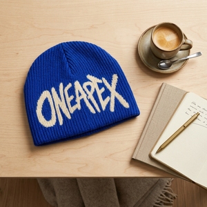 Custom Royal Blue Knit Beanie Hat Cream Custom Logo Ribbed <b>Winter</b> <b>Cap</b> Unisex Streetwear Fashion Headwear Wholesale Manufacture - Product Image 4