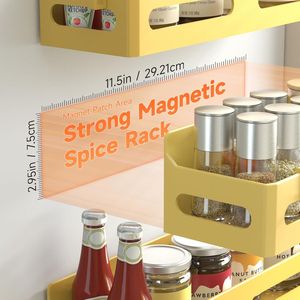 4 Pack Strong Magnetic Spice Rack for Refrigerator Multipurpose 4-Hook <b>Shelf</b> Organizer for <b>Kitchen</b> & Bathroom - Product Image 4