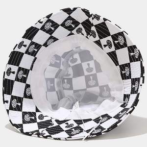 Unisex Sequined Washed Beach <b>Bucket</b> <b>Hat</b> Black White Checkered <b>Mushroom</b> Pattern Casual Spring Summer Adult Fashion <b>Hat</b> - Product Image 3