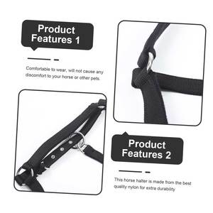 Black Woven Horse Halter With Adjustable Straps And Metal Buckles For Equestrian Riding Halters - Product Image 2